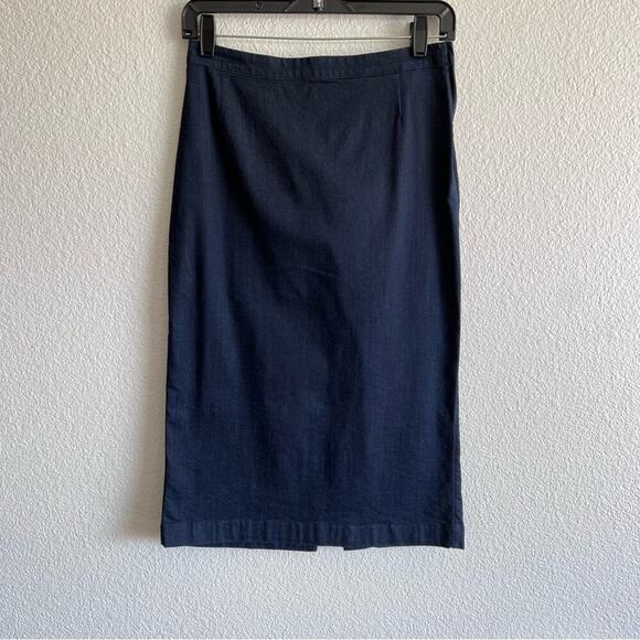 Prada Pure Indigo Denim Midi Pencil Skirt - Picture 1 of 13